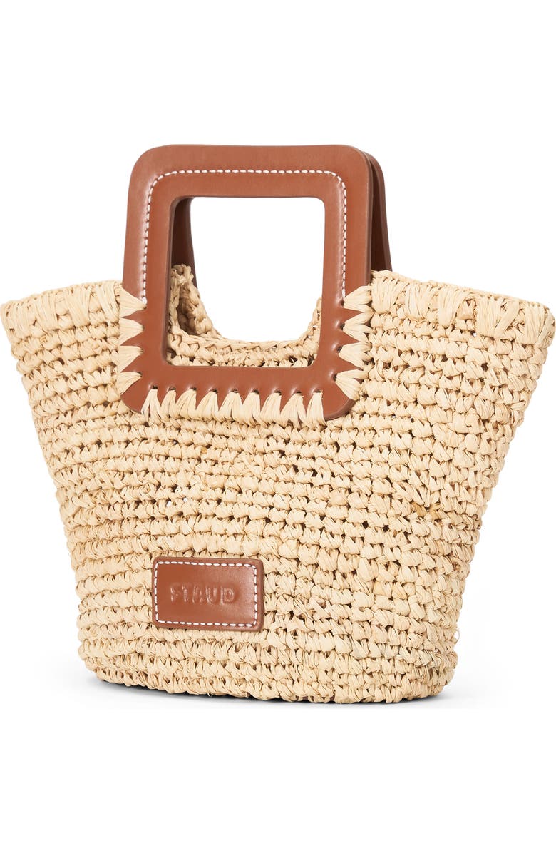 STAUD Shirley Raffia Mini Bucket Bag, Main, color,