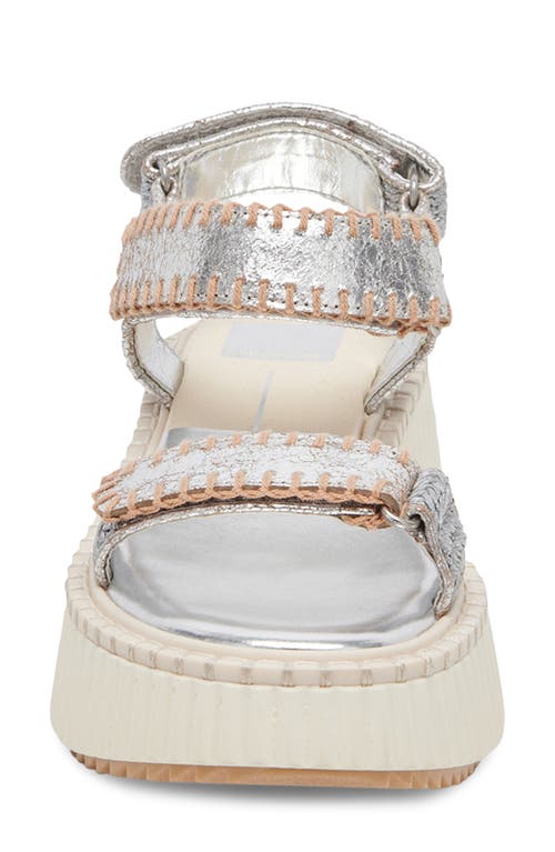 Dolce Vita Debra Platform Sandal In Silver Distressed Leather