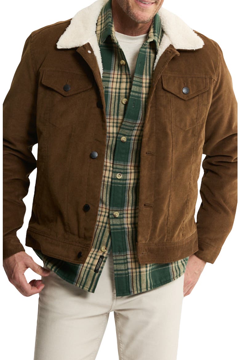 Faux Shearling Lined Trucker Jacket, Main, color, KHAKI