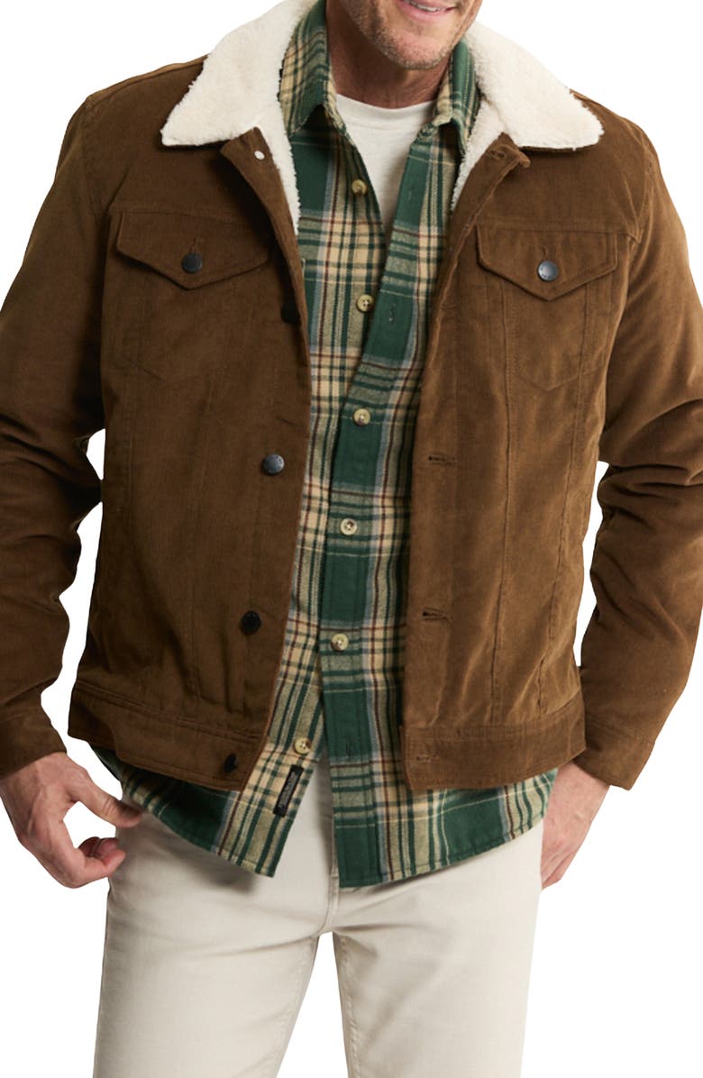 JACHS Faux Shearling Lined Trucker Jacket, Main, color, Khaki