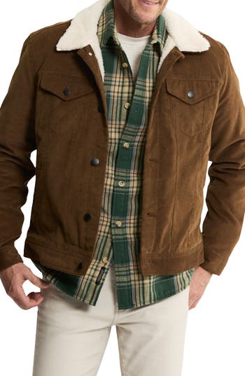 Jachs Faux Shearling Lined Trucker Jacket In Brown