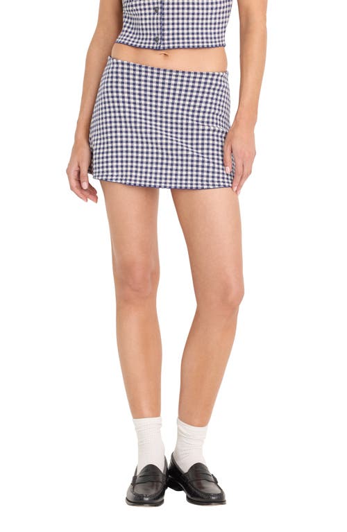 Good American The Keepsake Gingham Miniskort in Navy Gingham at Nordstrom, Size Small