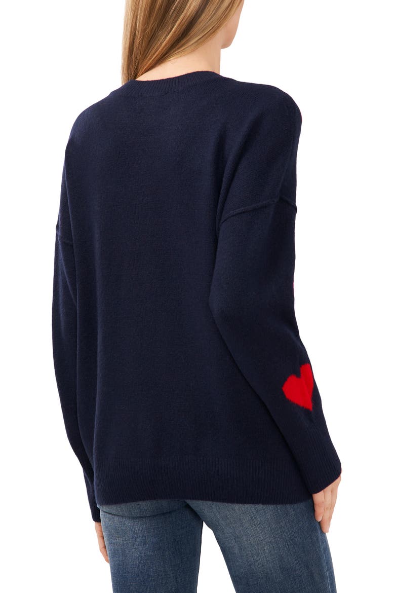 Heart Pattern Intarsia Sweater, Alternate, color, CLASSIC NAVY