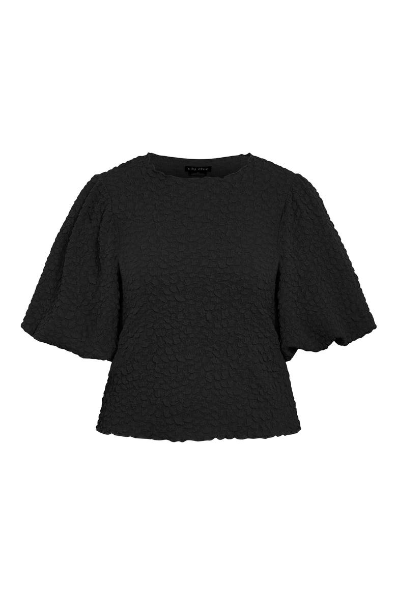 Chrissie Balloon Sleeve Textured Top, Alternate, color, BLACK