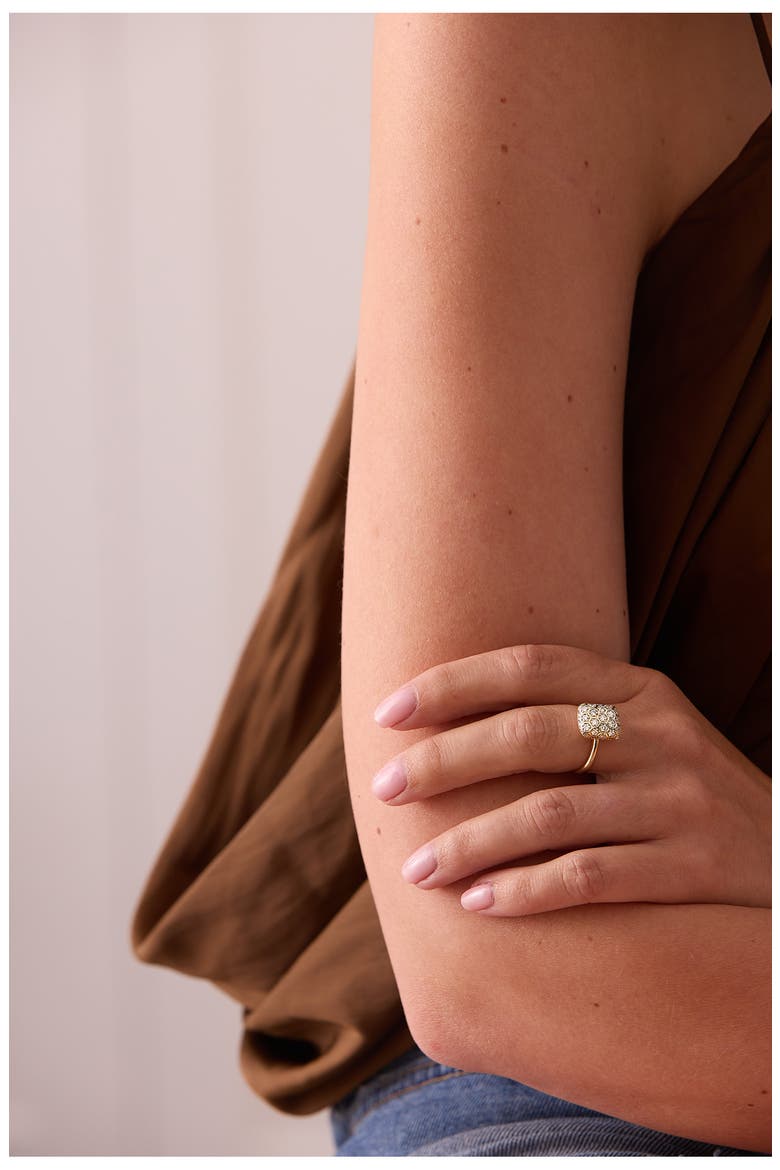 Honeycomb Diamond Square Ring, Alternate, color, YELLOW GOLD
