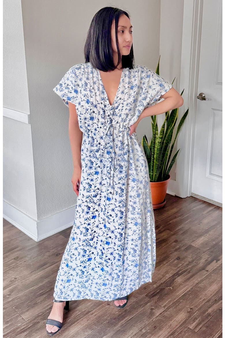 Gathered Maxi Dress, Alternate, color, Wisteria whimsy