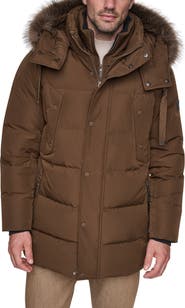 Andrew Marc Hooded Down & Feather Fill Parka with Bib