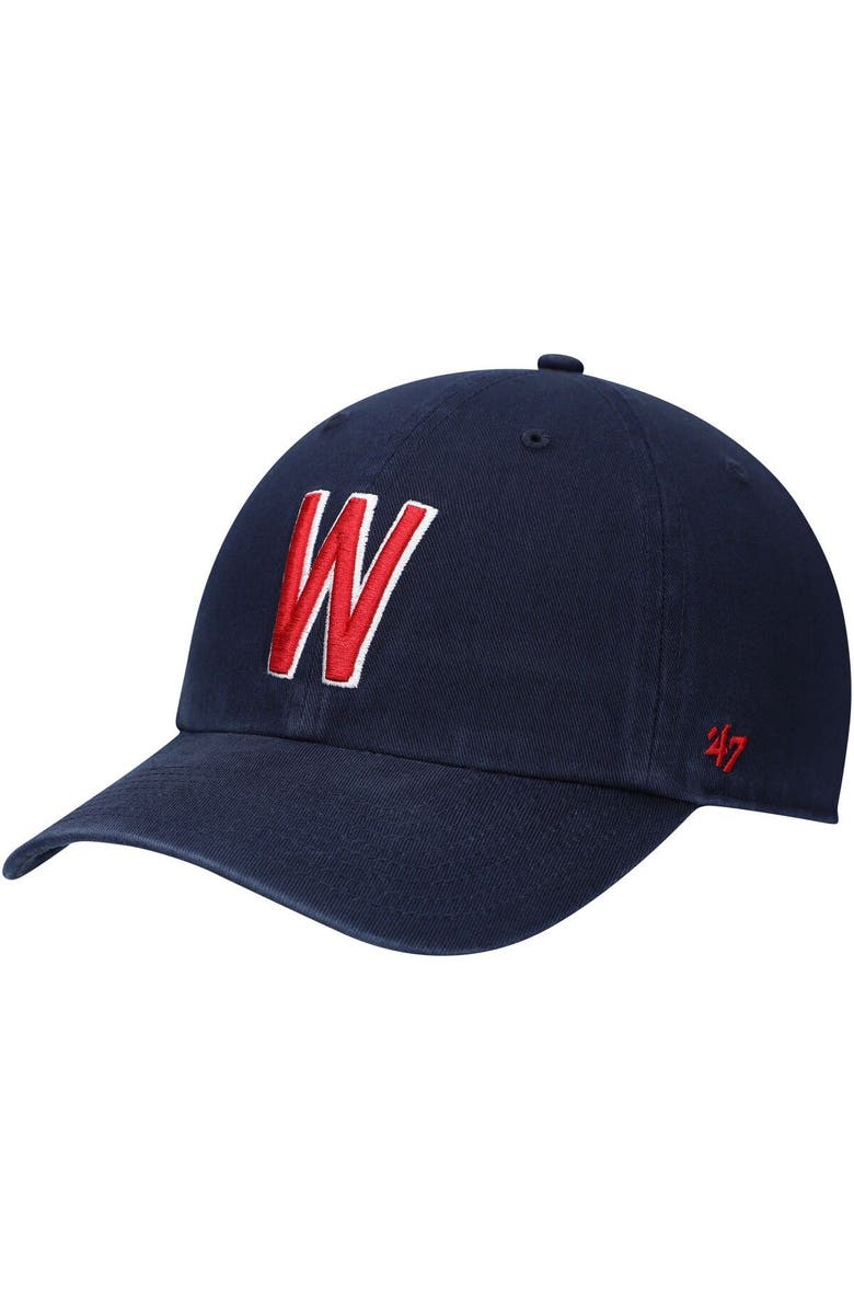 '47 Men's '47 Navy Washington Senators 1961 Logo Cooperstown Collection Clean Up Adjustable Hat, Main, color, Navy