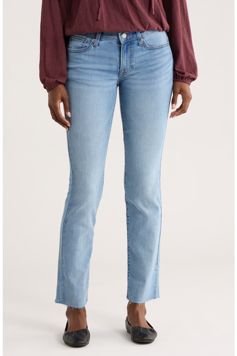 Sweet Raw Hem Mid Rise Straight Leg Jeans, Main, color, LONE WOLF CUT