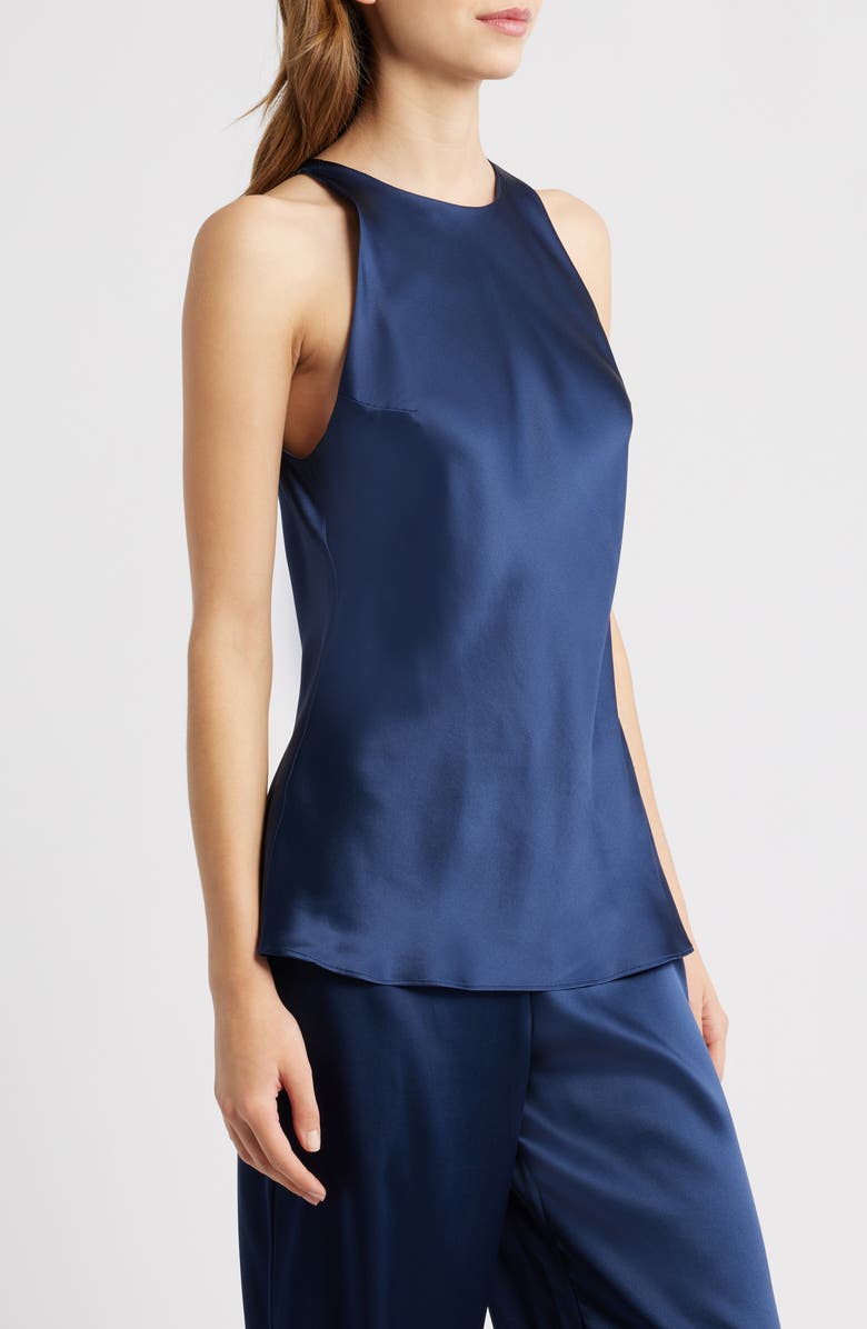 Reformation Saskia Silk Tank Top, Alternate, color, Navy