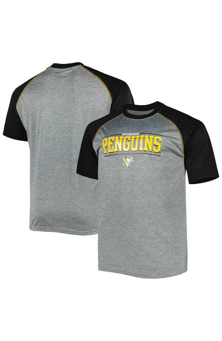 PROFILE Men's Heather Gray Pittsburgh Penguins Big & Tall Logo Raglan T-Shirt, Main, color,
