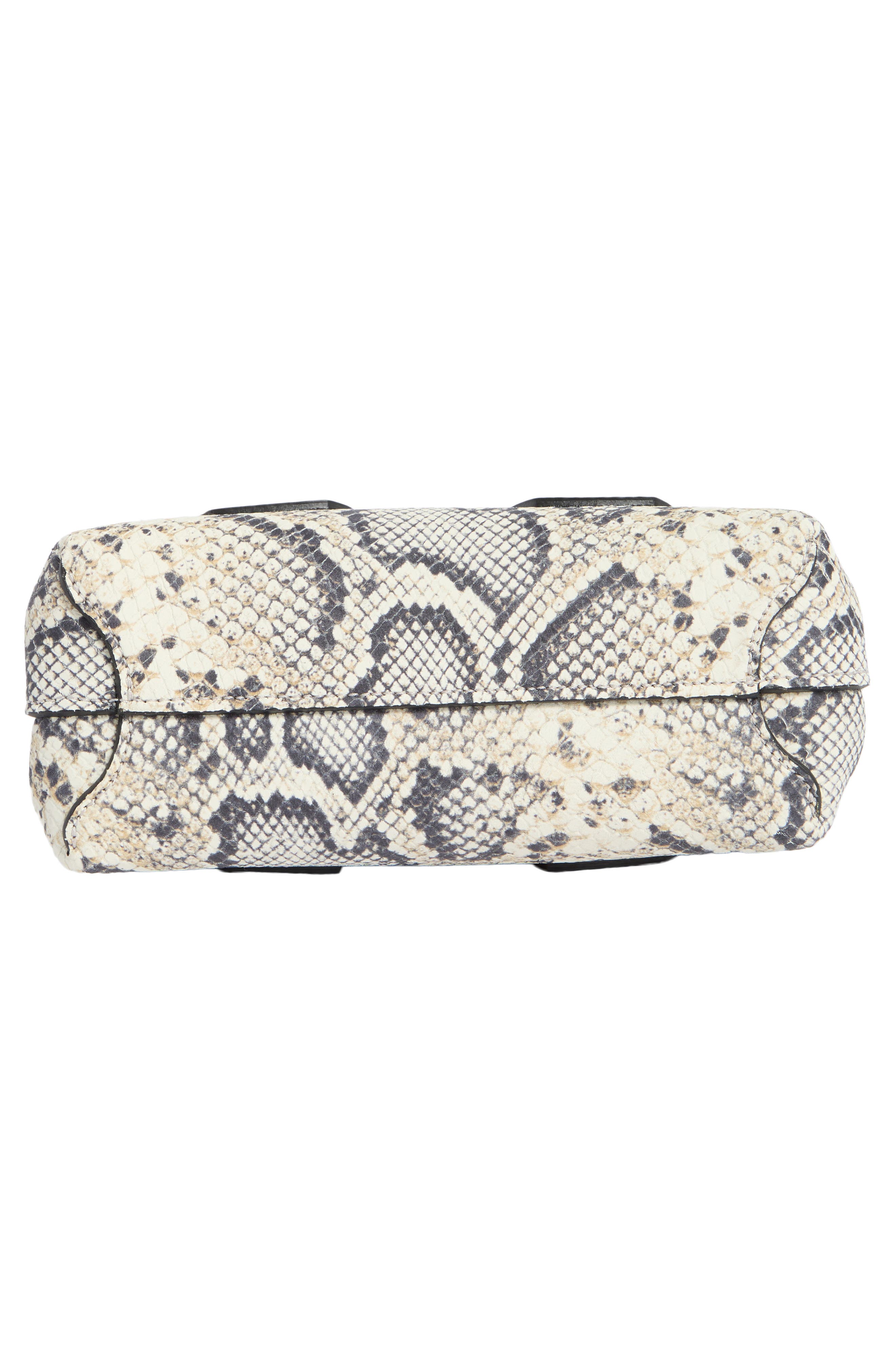 Longchamp Extra Small Roseau Snakeskin Print Leather Top Handle Bag, Alternate, color, Black/ White