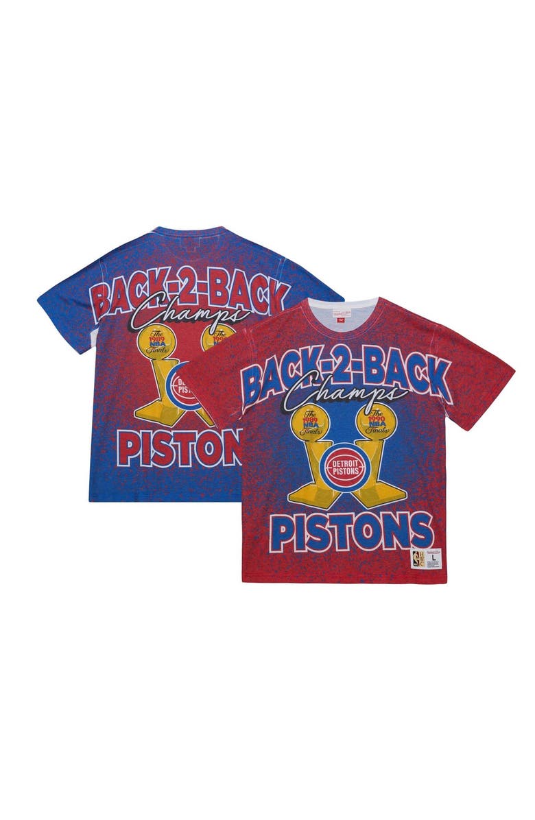 Mitchell & Ness Men's Mitchell & Ness Red Detroit Pistons Hardwood Classics 1989-90 Back-to-Back NBA Champions Champ City T-Shirt, Main, color,
