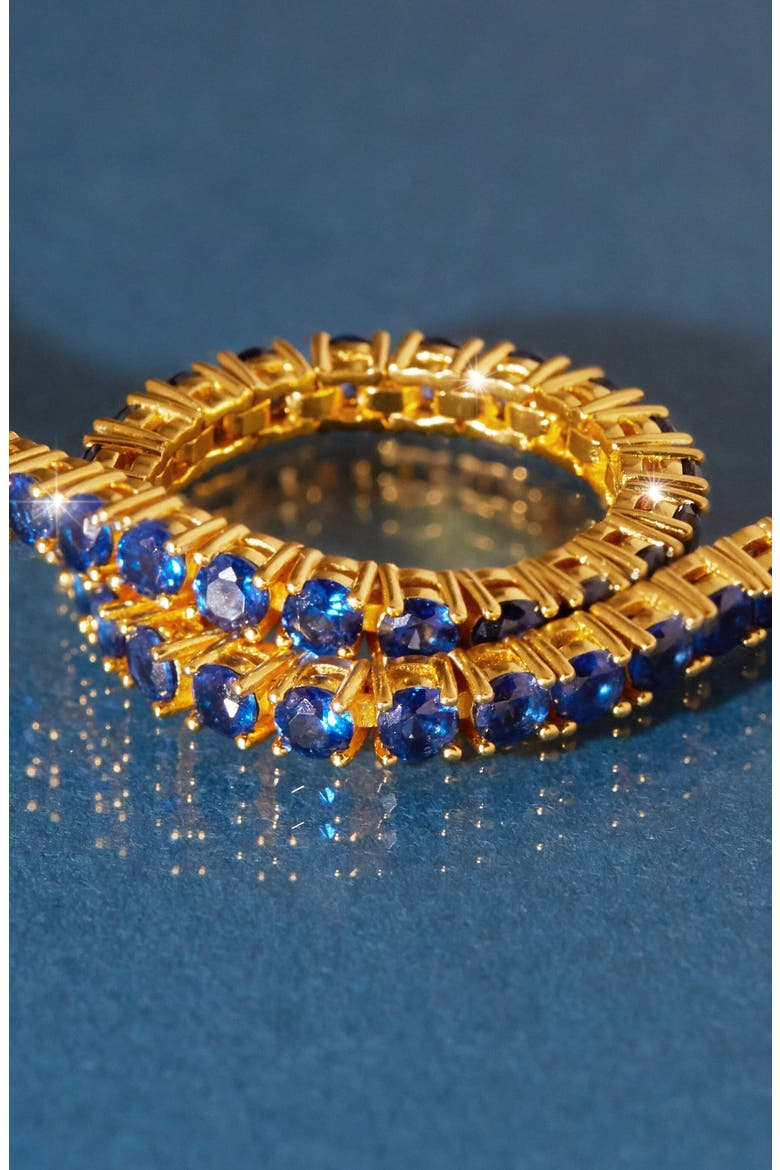 Lab Grown Blue Sapphire Tennis Bracelet - 6ct, Alternate, color, Yellow Gold Vermeil