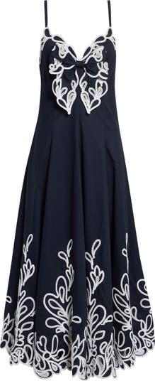 Cinq à Sept Embroidered Paisley Bloom Detail Cotton Dress | Nordstrom