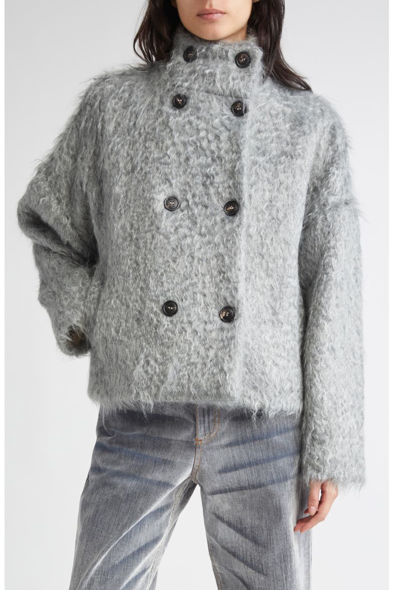 Double Breasted Faux Shearling Jacket, Main, color, 172 AQUA