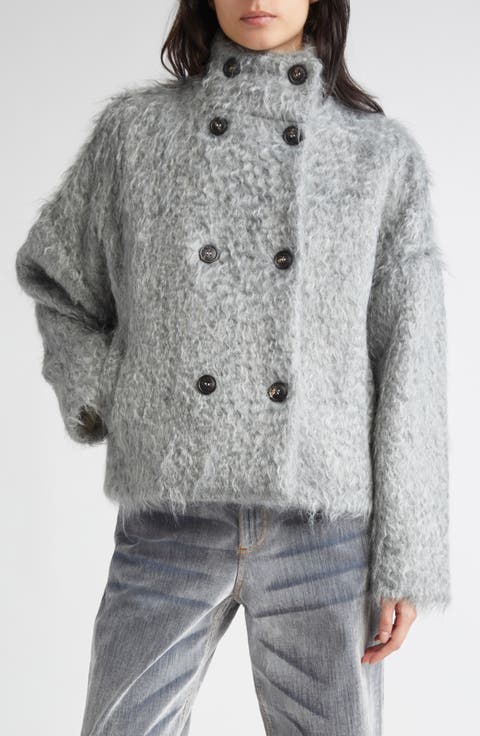 Double Breasted Faux Shearling Jacket