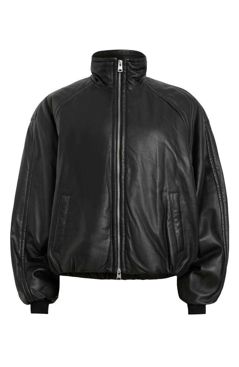 AllSaints Rowan Funnel Neck Leather Bomber Jacket, Alternate, color, 