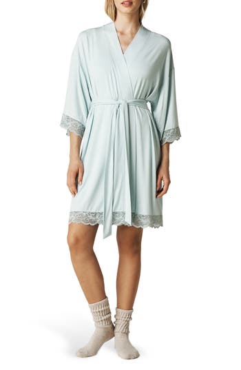 Posh Peanut Lace Trim Robe In Blue