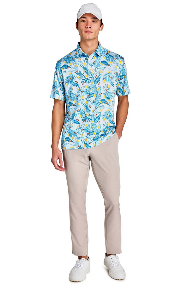 CONSTRUCT Regular Fit Beer & Hot Dogs Recycled Performance Golf Polo, Alternate, color, Baby Blue