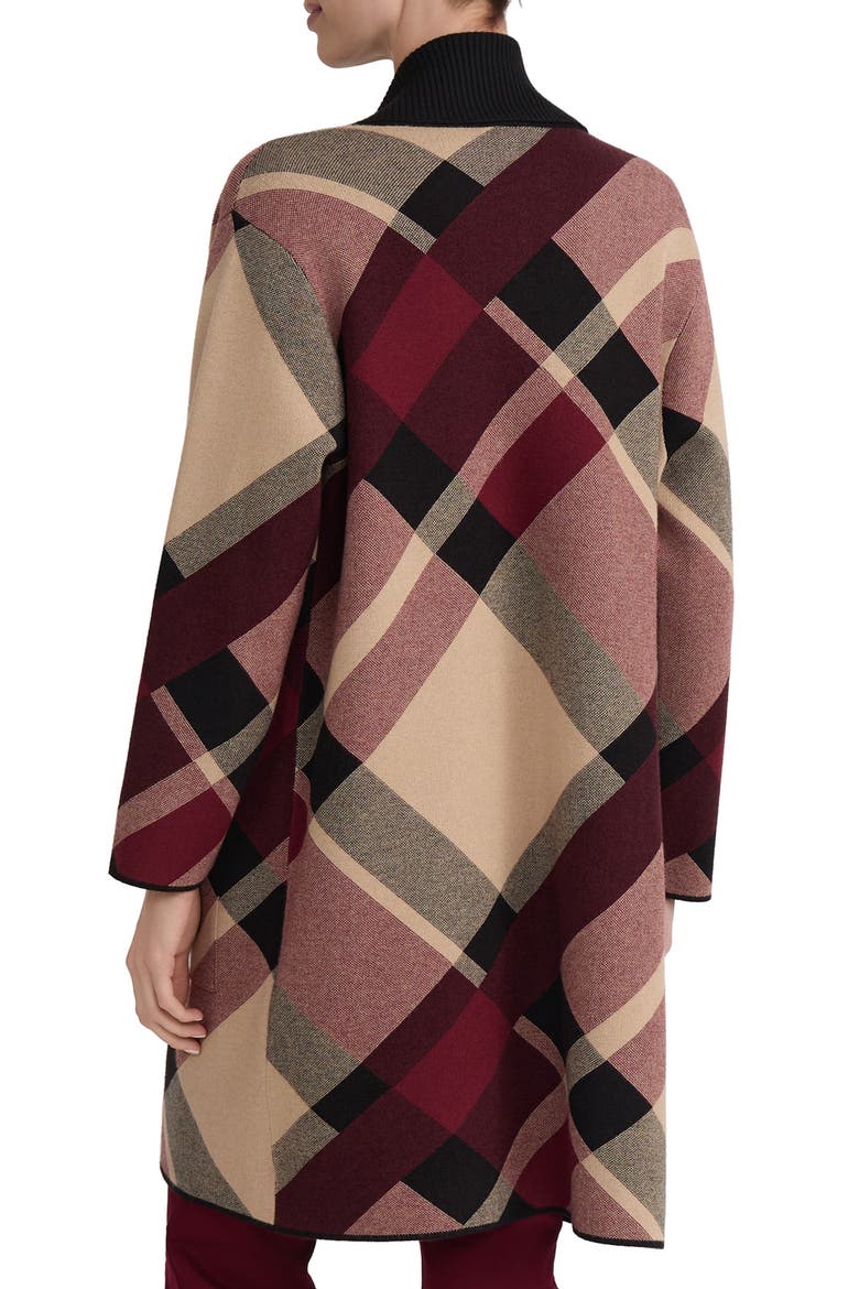 Plaid Turnback Collar Cardigan, Alternate, color, CLASSIC WINE MULTI