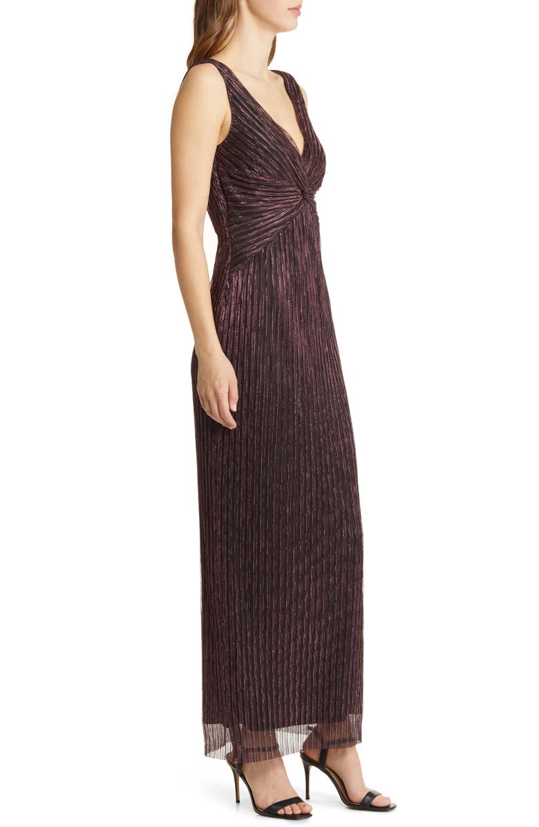 Connected Apparel Pleated Metallic Twist Front Gown, Alternate, color, 