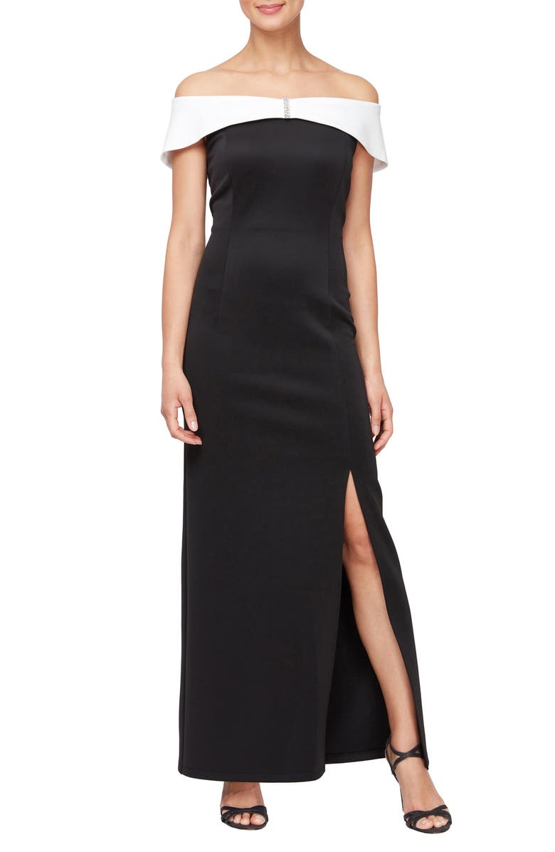 SL FASHIONS Off the Shoulder Column Gown, Main, color,