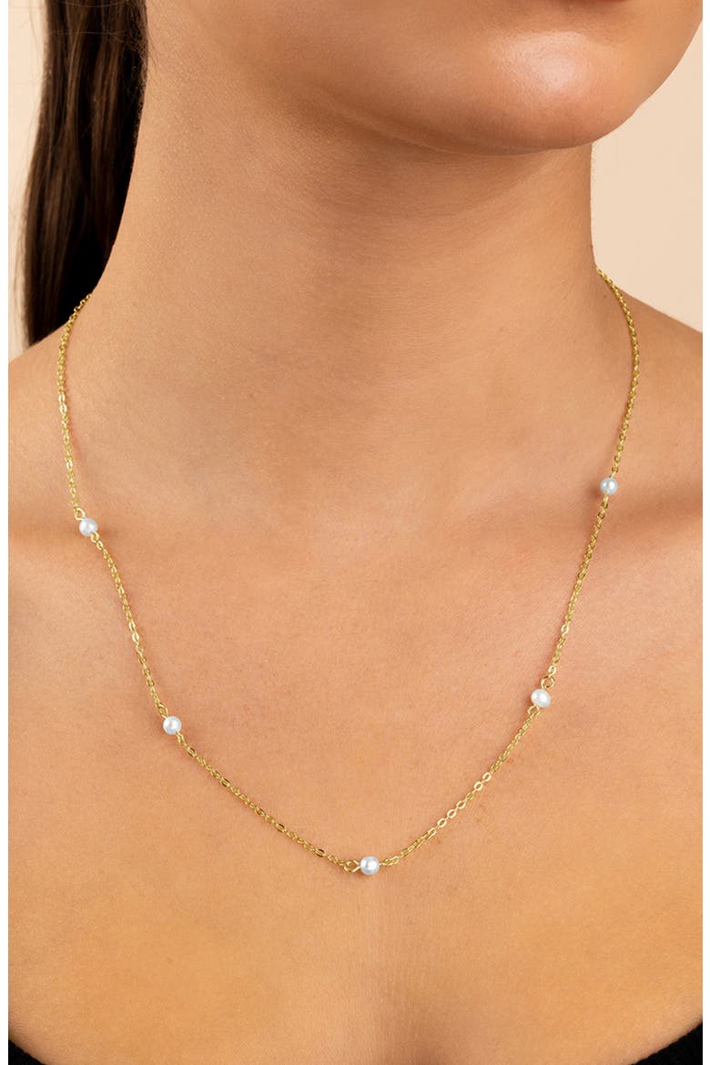 Ilona Cultured Pearl Station Chain Necklace, Alternate, color, GOLD