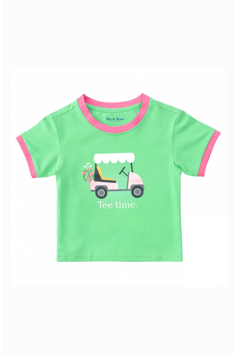 Tee Time T-Shirt, Main, color, Green/Pink
