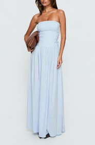 Princess Polly So Far So Good Strapless Linen Blend Maxi Dress