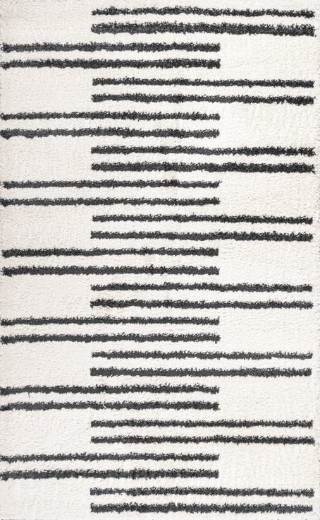 Petra Stripe Geometric Shag Area Rug
