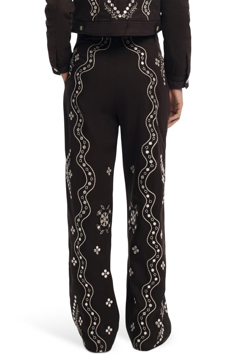 Desigual Embroidered Straight Leg Pants, Alternate, color, Dark Brown