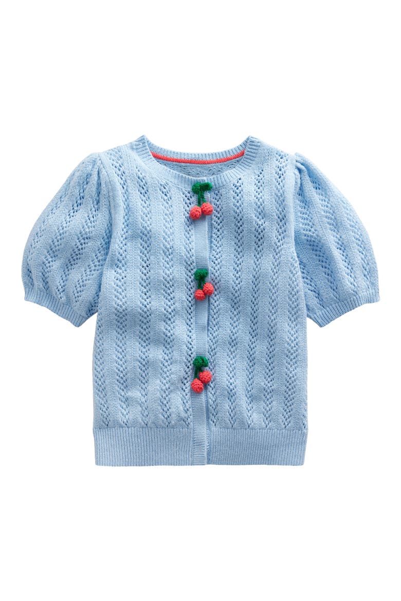 Color Id For Raspberry Mini Boden Kids' Raspberry Accent Short Sleeve Pointelle Cardigan ...