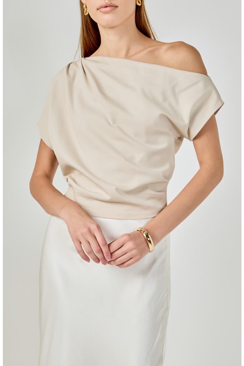 Off the Shoulder Cropped Top, Main, color, TAUPE