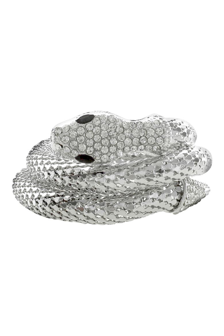 Snake Eyes Coil Bracelet, Main, color, SILVER / BLACK / CLEAR