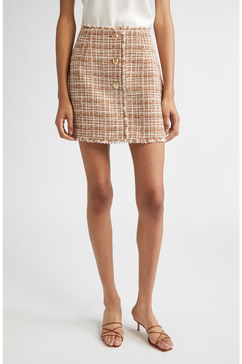 Larissa Odette Tweed Miniskirt, Main, color, NUTMEG