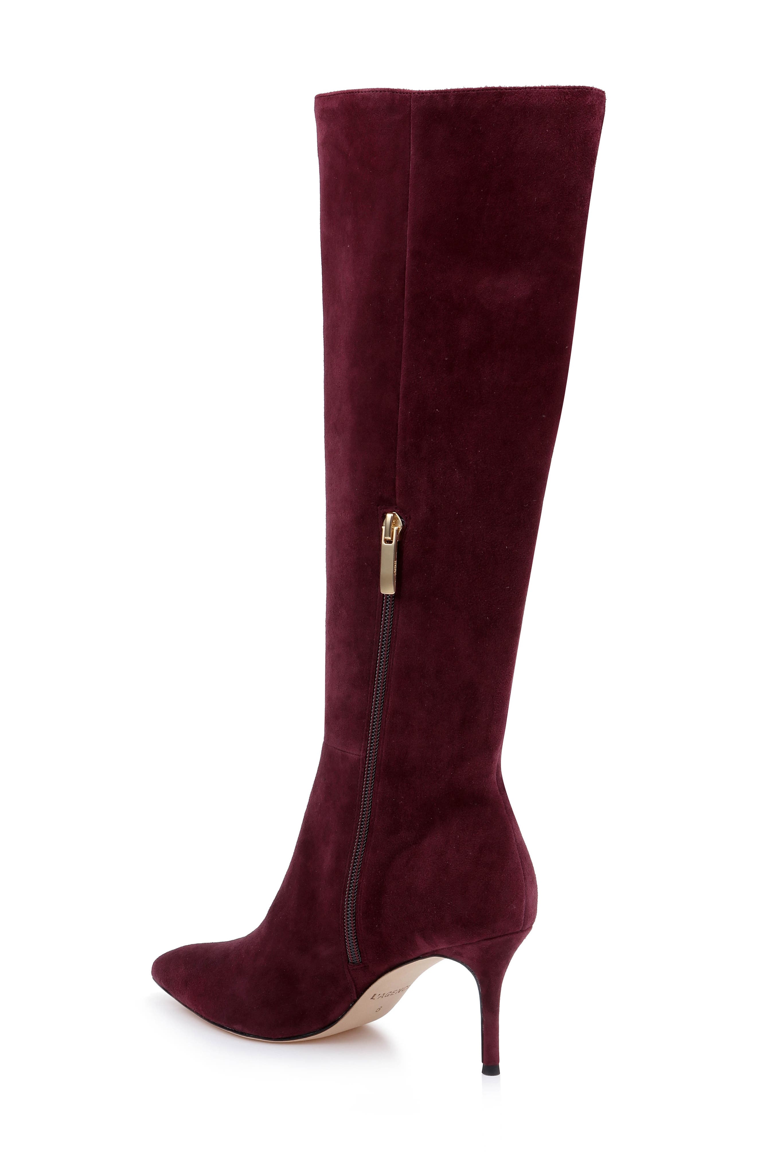 Herald Leather Knee High Boot, Alternate, color, BURGUNDY SUEDE