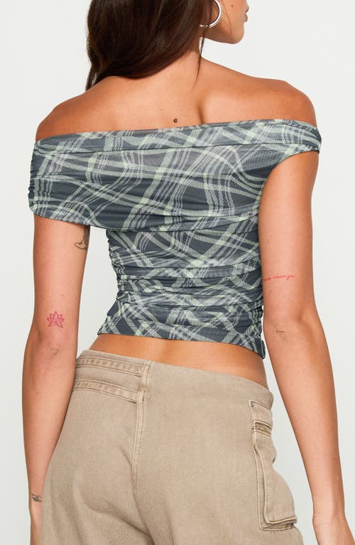 Princess Polly Sweet Embrace Off The Shoulder Mesh Crop Top In Blue