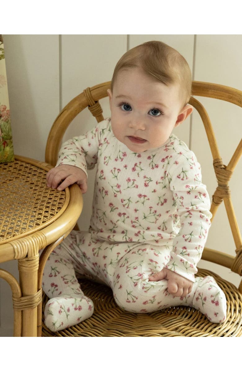 MiniMoi Floral Pointelle Footie, Alternate, color, Pink