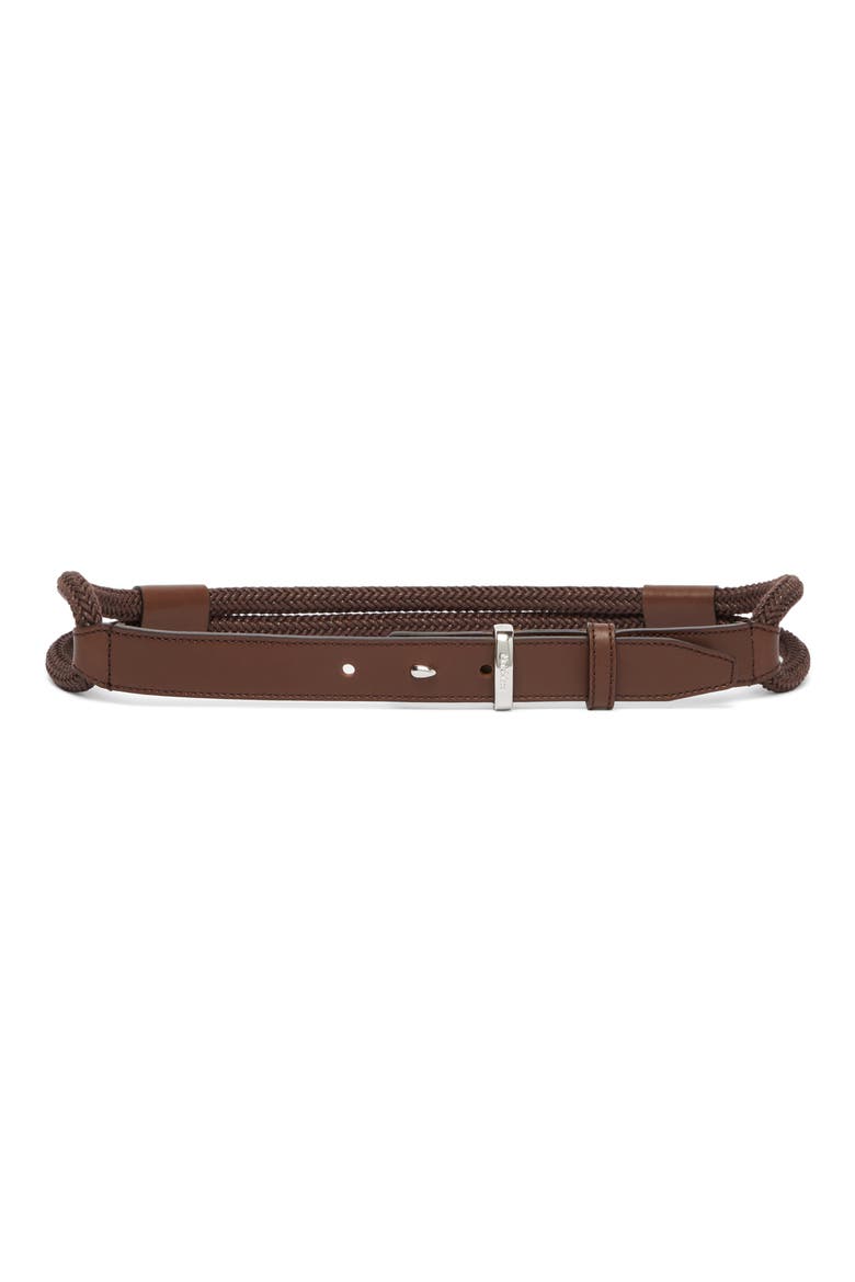 Rope Loop Leather Belt, Main, color, BROWN