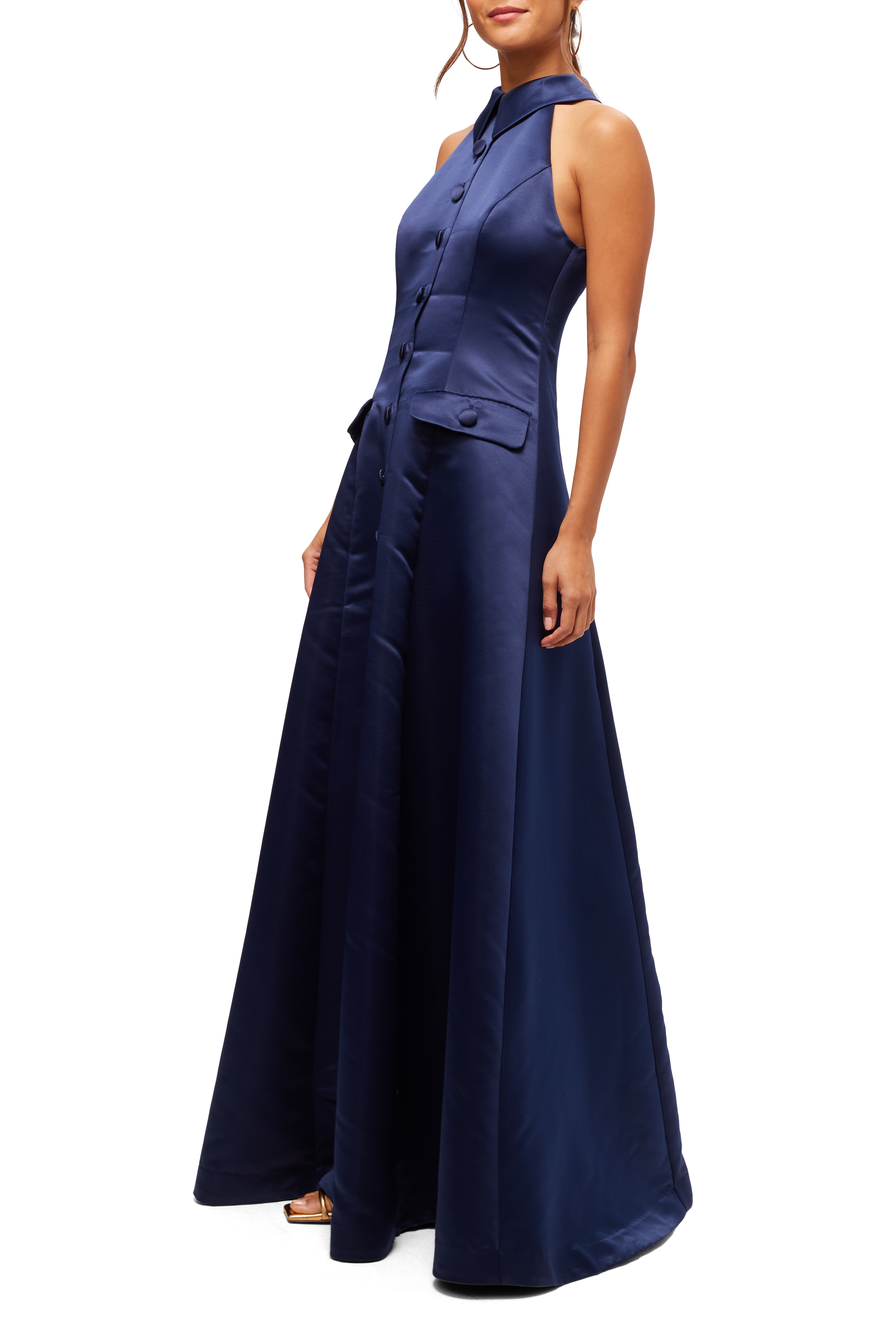 Official Satin Button Front Gown - image 2