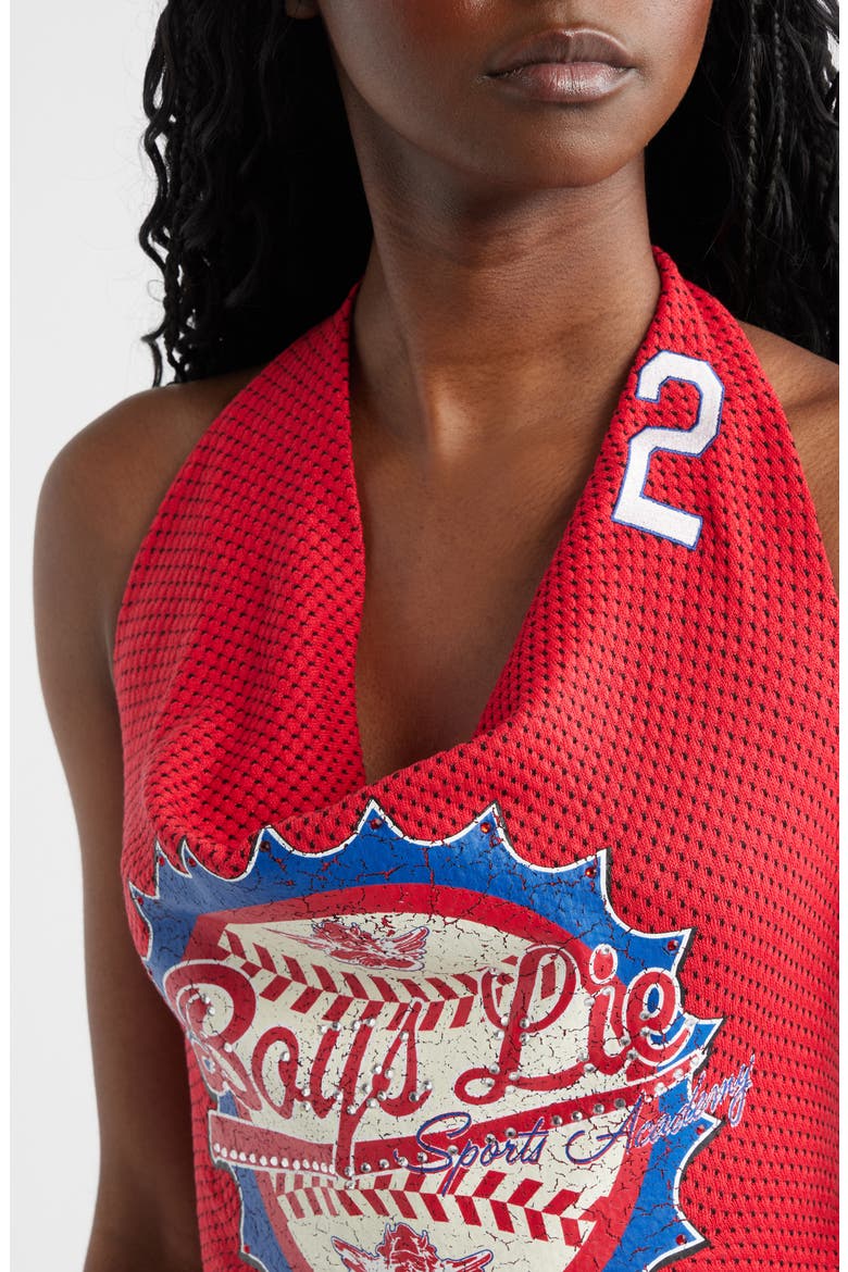Sporty Spice Graphic Halter Crop Top, Alternate, color, RED