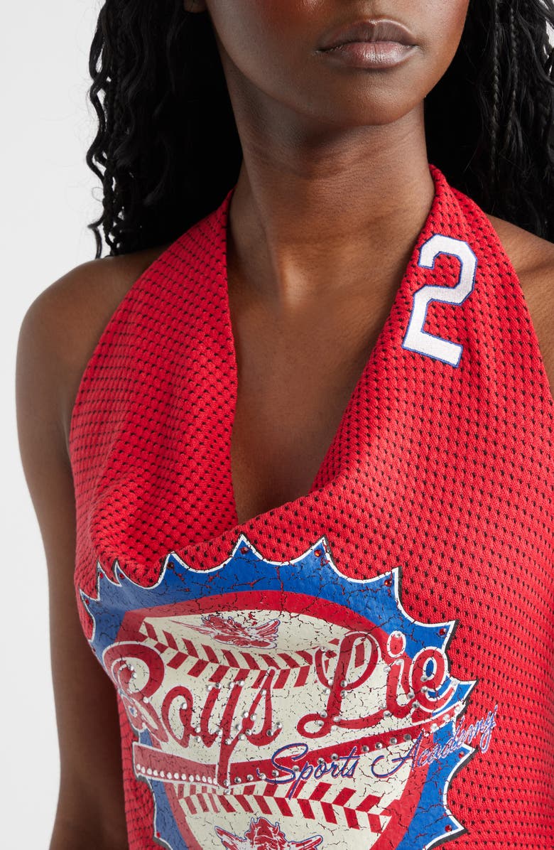 BOYS LIE Sporty Spice Graphic Halter Crop Top, Alternate, color, Red