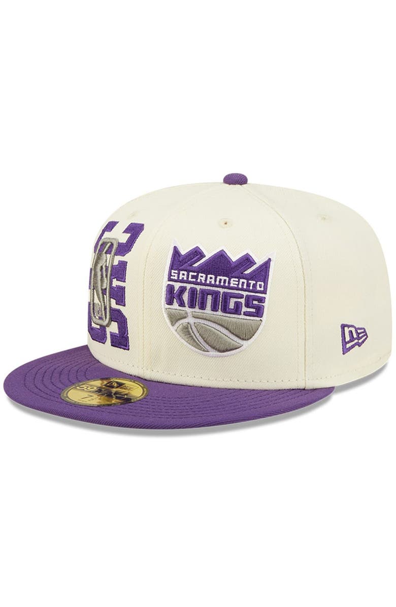 New Era Men's New Era Cream/Purple Sacramento Kings 2022 NBA Draft 59FIFTY Fitted Hat, Main, color,