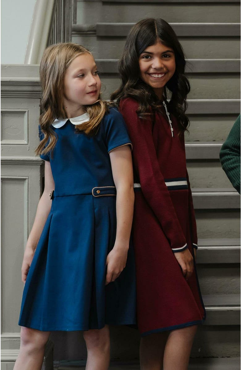 Hope & Henry Girls' Pleated Ponte Dress with Collar, Kids, Alternate, color, 