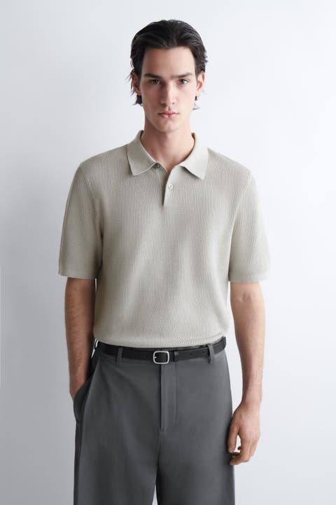 Waffle-Knit Cotton Polo Shirt