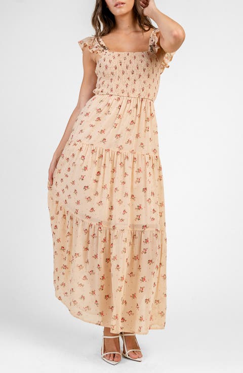 Smocked Tiered Floral Maxi Dress