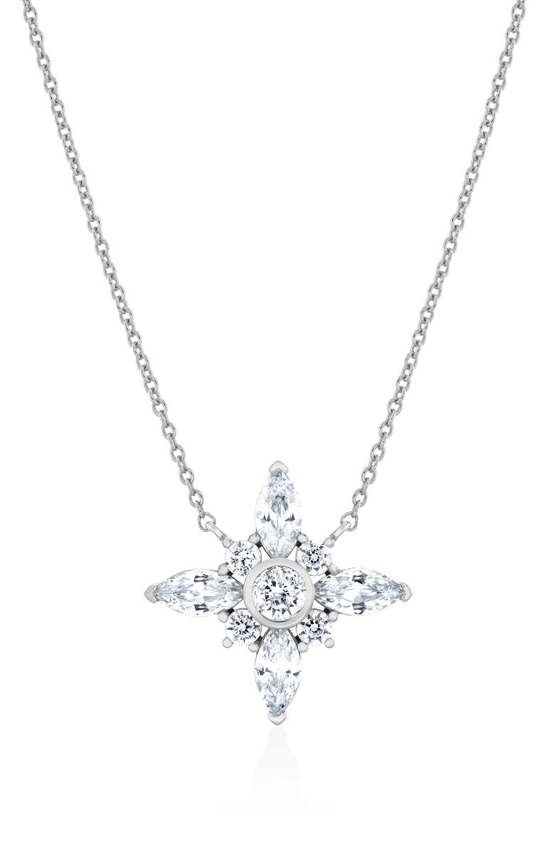 Crislu Brilliant & Marquise Cubic Zirconia Star Pendant Necklace, Main, color, 