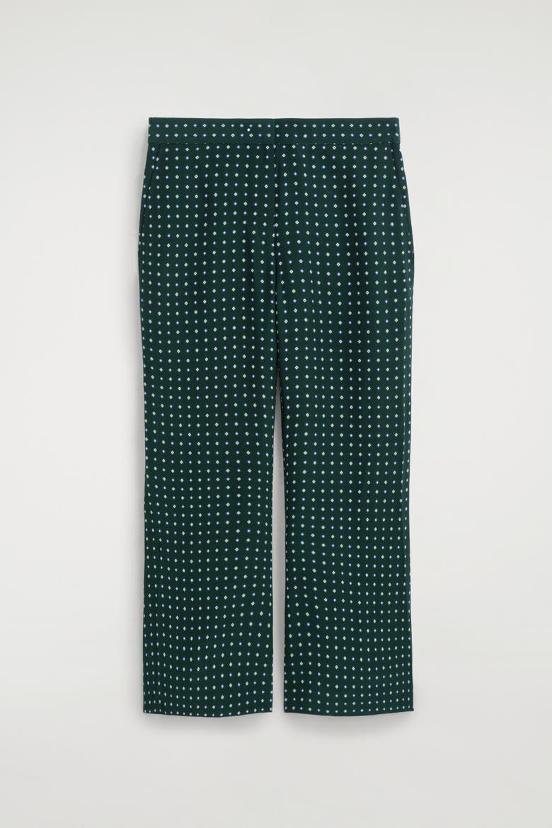 Geometric-Print Cropped Flared Pants, Alternate, color, GREEN / PRINTED