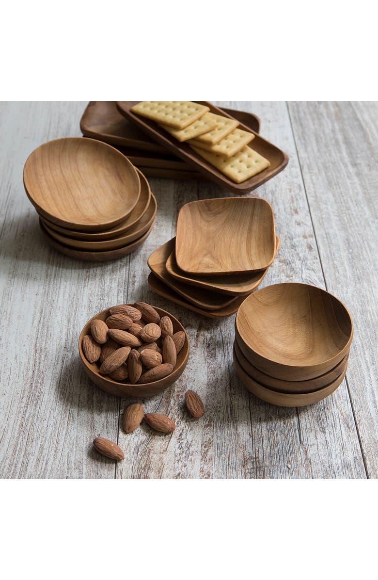 Be Home Teak Square Pinch Bowls - Set of 4, Alternate, color, Natural